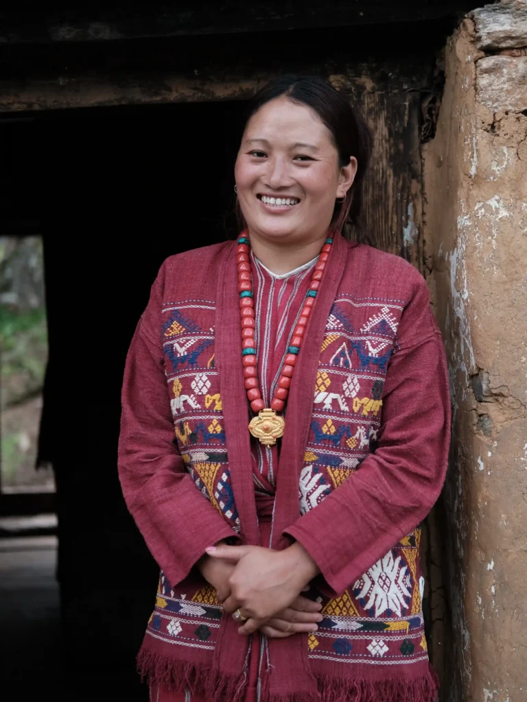 Monpa lady in traditional dree in west kameng chug arunachal pradesh